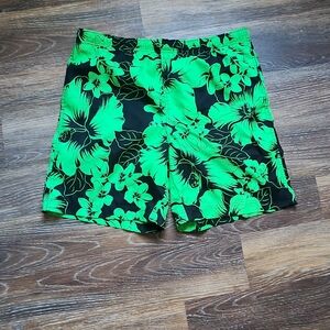 Polo Ralph Lauren Green and  black Swim Trunks Mens  L Shorts Tropical Hawaiian